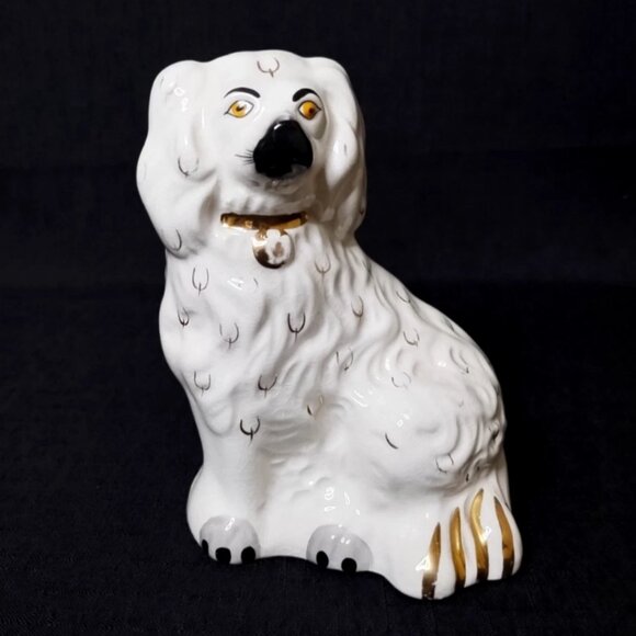 Vintage Other - Vintage White Gold Staffordshire Dog Signed 1378-6 Beswick England 5.5" Tall